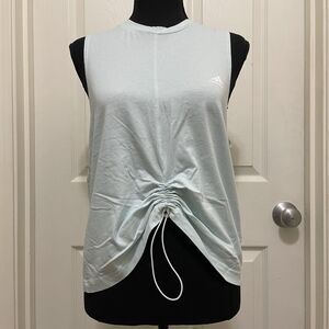 Adidas Cinch Up Athletic Tank Top Halo Mint 100% Cotton Women's Large Active Gym
